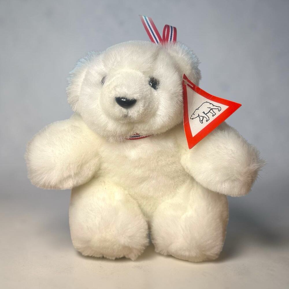 VTG RARE w/ TAG Vimpelfabrikken as 12" White Polar Bear Stuffed Animal NORWAY